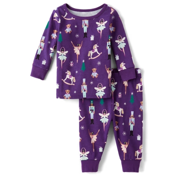The Children's Place Other - Children's Place Glow Nutcracker Ballerina & Bear Snug Fit Purple Cotton Pajamas